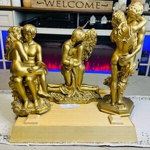 Vintage CROSA COLLECTION Erotic Nude Romantic Love Theme Sculptures 3 Set Medium